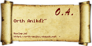 Orth Anikó névjegykártya